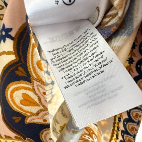 Farm Rio Boho Paisley Midi Dress Beige Long Sleeve Size Medium NWT - Picture 7 of 13